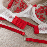 Sexy Underwear Transparent Push-Up Temptation Contrasting Color Embroidery Two-Piece Lingerie Set