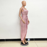 Women's One-Shoulder Lace-Up Sequined Evening Dress