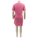 Spring Summer Slim Fit Sexy Tied Pleated Women's Dress