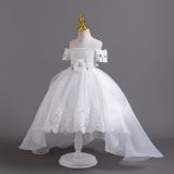 Girls wedding dress lace tail princess dress