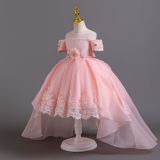 Girls wedding dress lace tail princess dress