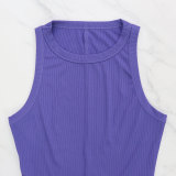 Women's Tight Fitting Dress Round Neck Sleeveless Midi Sexy Slim Bodycon Dress