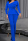 Women Long Sleeve Asymmetric Collar Elegant Jumpsuit
