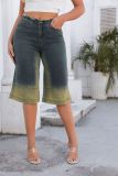 Mid-Waist Straight Elastic Loose  Denim Pants