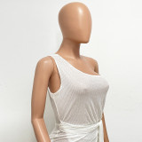 Women's One-Shoulder Lace-Up Sequined Evening Dress