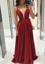 Plus Size Women Suspender V Neck Lace Up Sleeveless Backless Evening Dress Plus Size Women Suspender V Neck Lace Up Sleeveless Backless Evening Dress