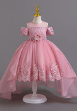 Girls wedding dress lace tail princess dress