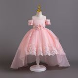 Girls wedding dress lace tail princess dress
