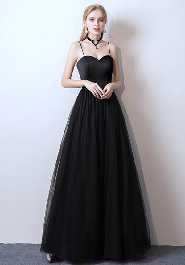Women Black Suspender Formal Party Maxi Evening Dress(Processing time need 3-6 days)