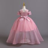 Girls wedding dress lace tail princess dress