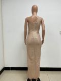 Women's One-Shoulder Lace-Up Sequined Evening Dress
