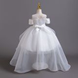 Girls wedding dress lace tail princess dress