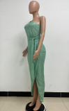 Women's One-Shoulder Lace-Up Sequined Evening Dress