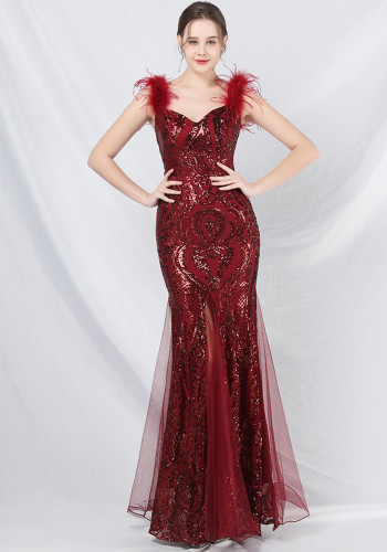 Plus Size Women Sequin Formal Party Maxi Evening Dress