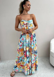 Spring Summer Strap Print Loose Holidays Casual Dress