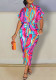 Plus Size Short Sleeve Button Printed Shirt Dress