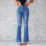 Slim Fit High-Waist Stretch Ripped Women's Denim Pants