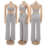 Women Bow Suspender Top and Pant French Summer Two-piece Set
