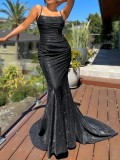 Women summer suspender long dress sleeveless elegant evening dress