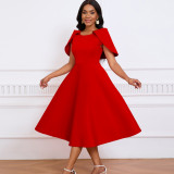 Women Short Sleeve Cape Dress
