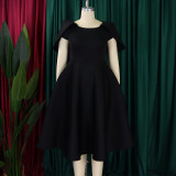 Women Short Sleeve Cape Dress
