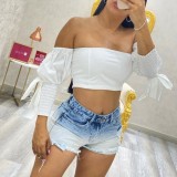Summer Women's High Waist Slim Fit Gradient Denim Shorts