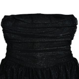 Women Strapless Off-Shoulder Mesh Patchwork Dress