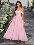 Spring Chic Elegant Strapless Solid Color Slim Low Back Long Women's Evening Dress