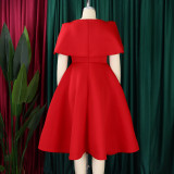 Women Short Sleeve Cape Dress