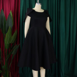 Women Short Sleeve Cape Dress