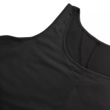Summer Plus Size Women's Solid Color Fashion Sleeveless Two Piece Skirt Set
