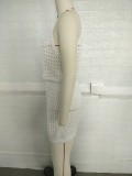 Sexy Knitting Strap Slim Waist Hollow Beach Dress