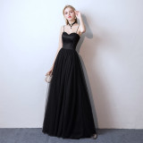 Women Black Suspender Formal Party Maxi Evening Dress（Processing time need 3-6 days）