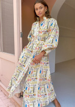 Spring And Autumn Long Sleeve Printed Casual Loose Holidays Women's Dress Spring And Autumn Long Sleeve Printed Casual Loose Holidays Women's Dress