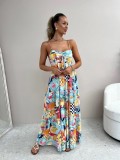 Spring Summer Strap Print Loose Holidays Casual Dress