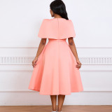 Women Short Sleeve Cape Dress
