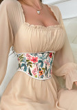 Floral Printed Herringbone Corset Outdoor Wear Belt