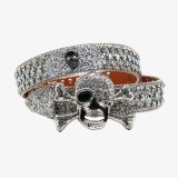 Women Skull Rhinestone Punk Hip Hop Belt Belt