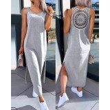 Women Solid Lace Sleeveless Dress