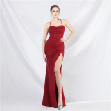 Women fishbone vest suspender evening dress
