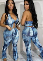Women Sexy Printed Top and Pant Two-piece Set Women Sexy Printed Top and Pant Two-piece Set
