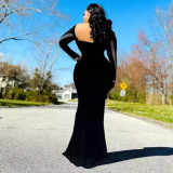 Women Sexy Beaded Square Neck Bodycon Dress
