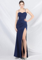 Women fishbone vest suspender evening dress