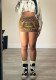 Women Patch Embroidered Zip Skirt