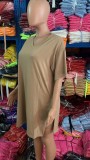 Women Summer Solid Slit Short Sleeve Top and Shorts Two-piece Set