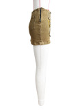 Women Patch Embroidered Zip Skirt