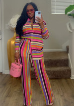 Women striped shirt and trousers two-piece set Women striped shirt and trousers two-piece set