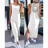 Women Solid Lace Sleeveless Dress