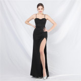 Women fishbone vest suspender evening dress