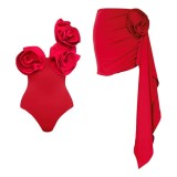 Women Solid Sexy One Piece Swimwear Two Piece Set